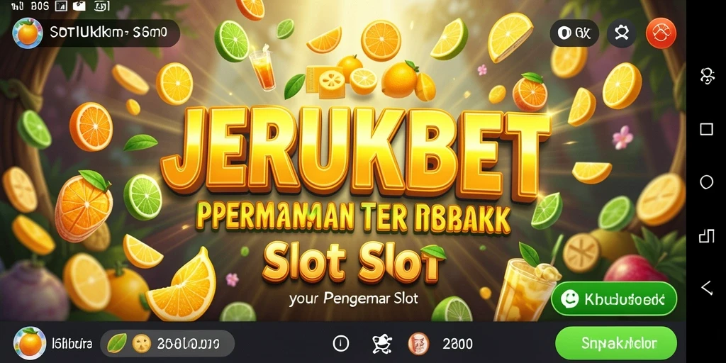 Tampilan screenshot gameplay JERUKBET yang menampilkan gulungan slot yang berputar.