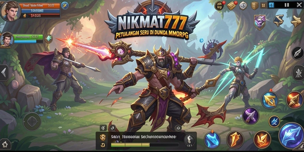 Screenshot gameplay <strong>NIKMAT777</strong> yang menampilkan pertempuran seru dan karakter yang beragam.