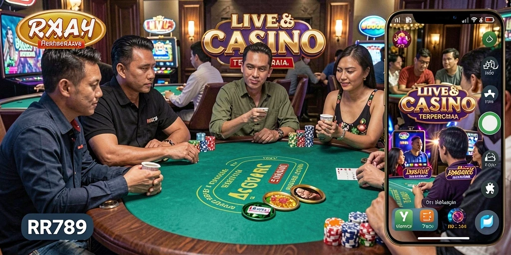 Tampilan Live Casino RR789 dengan dealer profesional dan permainan menarik.