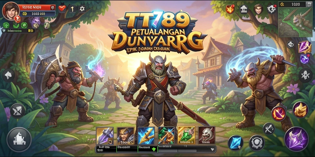 Screenshot gameplay TT789 menampilkan pertarungan epik karakter di dunia RPG.