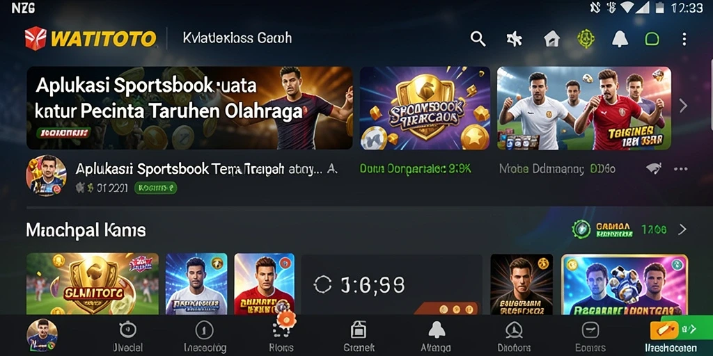 Tampilan gameplay WATITOTO dengan berbagai opsi taruhan olahraga.